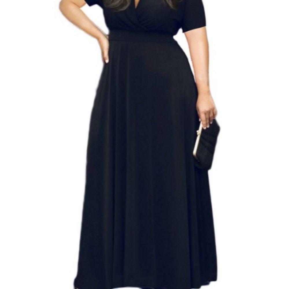 NWT Long Maxi Dress BLACK SS Size 4XL - Picture 2 of 6